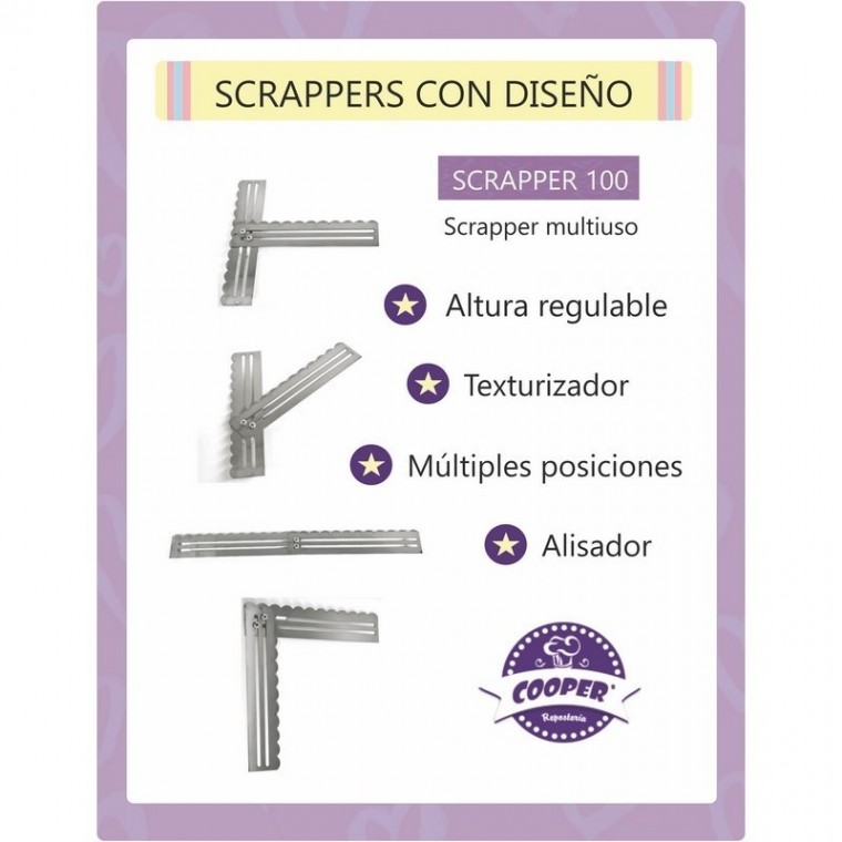 Scraper Regulable Acero 24 cm en 4 Diseños